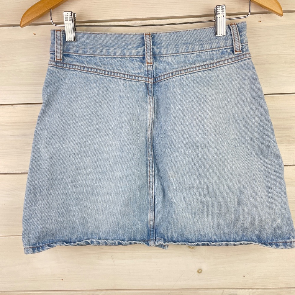 Asos Design Light Blue Denim Jean Button Front Mini Skirt - Picture 4 of 6